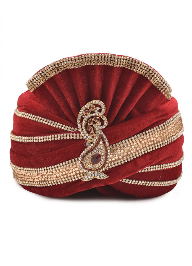 Manyavar Men Attractive Maroon Safa