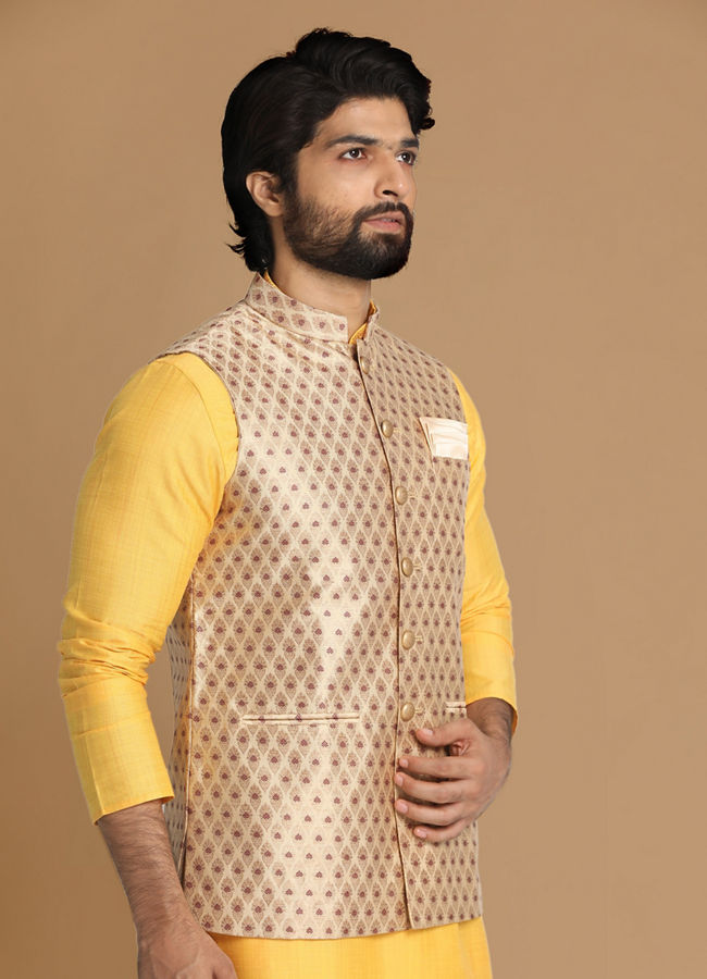 Manyavar Men Sublime Biscuit Shade Jacket