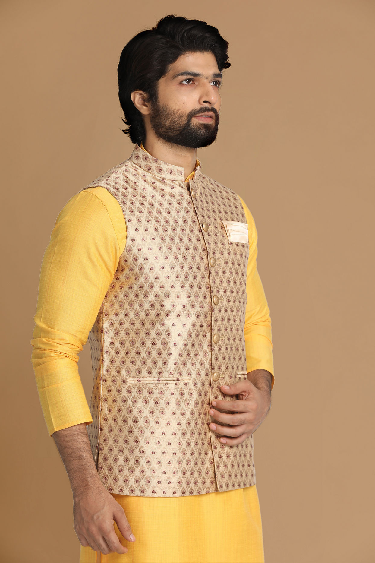 Manyavar Men Sublime Biscuit Shade Jacket