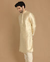 Manyavar Men Beige Jacquard Kurta Set