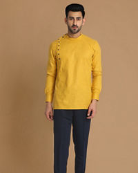 Manyavar Men Mustard Side Open Short Kurta