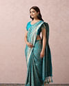 alt message - Mohey Women Dark Green Saree With Gold Border image number 3