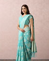 Teal Blue Printed Saree image number 3