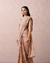 Mohey Women Peach Sequins Embroidered Saree