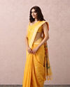 alt message - Mohey Women Yellow Floral Chanderi Saree image number 3