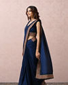 Indigo Blue Art Silk Saree With Multicoloured Border image number 3