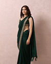 Dark Green Art Silk Saree With Stone Border image number 3