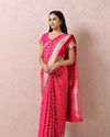 Mohey Women Rani Pink Bridal Saree With Mirror Border