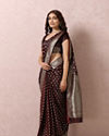 Mohey Women Maroon Art Silk Saree With Golden Motifs