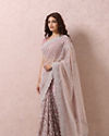 Purple Mirror Embroidered Saree image number 3