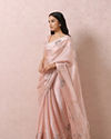 Mohey Women Peach Organza Saree With Stone Embellishment