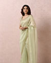 Mohey Women Pista Green Organza Saree With Stone Border