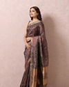 Mohey Women Rust Red Saree With Golden Border