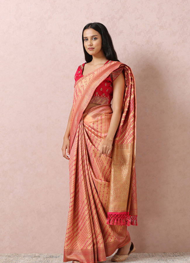 Mohey Women Pink Art Silk Saree