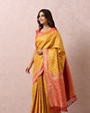 Mohey Women Yellow Art Silk Saree With Contrasting Border