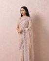 Mohey Women Light Pink Net Saree With Embroidery