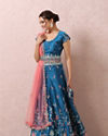 Mohey Women Teal Blue Embroidered Lehenga