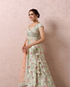 alt message - Mohey Women Pista Green Bridal Floral Lehenga image number 2