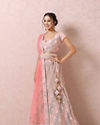 alt message - Mohey Women Light Pink Embellished Lehenga image number 2