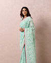 Mohey Women Sea Green Embroidered Saree