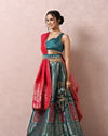 Mohey Women Rama Green Printed Benarasi Lehenga