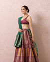 Mohey Women Wine Zari Weaved Benarasi Lehenga