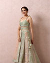 alt message - Mohey Women Pista Embellished Bridal Lehenga image number 2