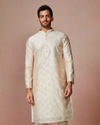 Manyavar Men Cream Self Motifs Kurta Set