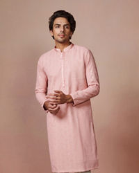 Manyavar Men Rani Pink Chikankari Kurta Set