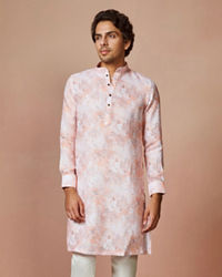 Manyavar Men Light Pink Floral Kurta