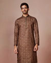 Manyavar Men Dark Brown Printed Kurta Churidar
