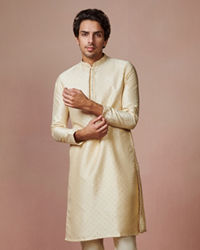 Manyavar Men Biscuit Printed Kurta Set