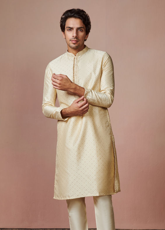 Manyavar Men Biscuit Printed Kurta Set