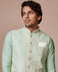 Manyavar Men Mint Green Paisley Jacket