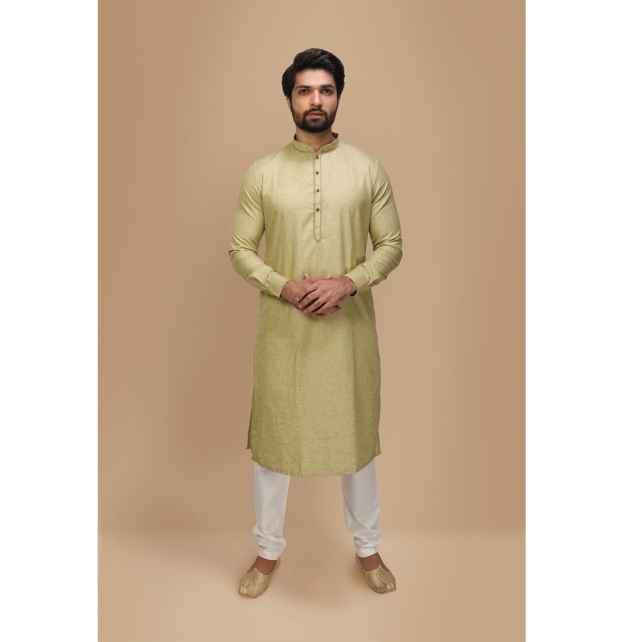 Manyavar Men Light Green Solid Kurta Set
