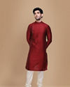 Manyavar Men Maroon Side Open Kurta Set image number 1