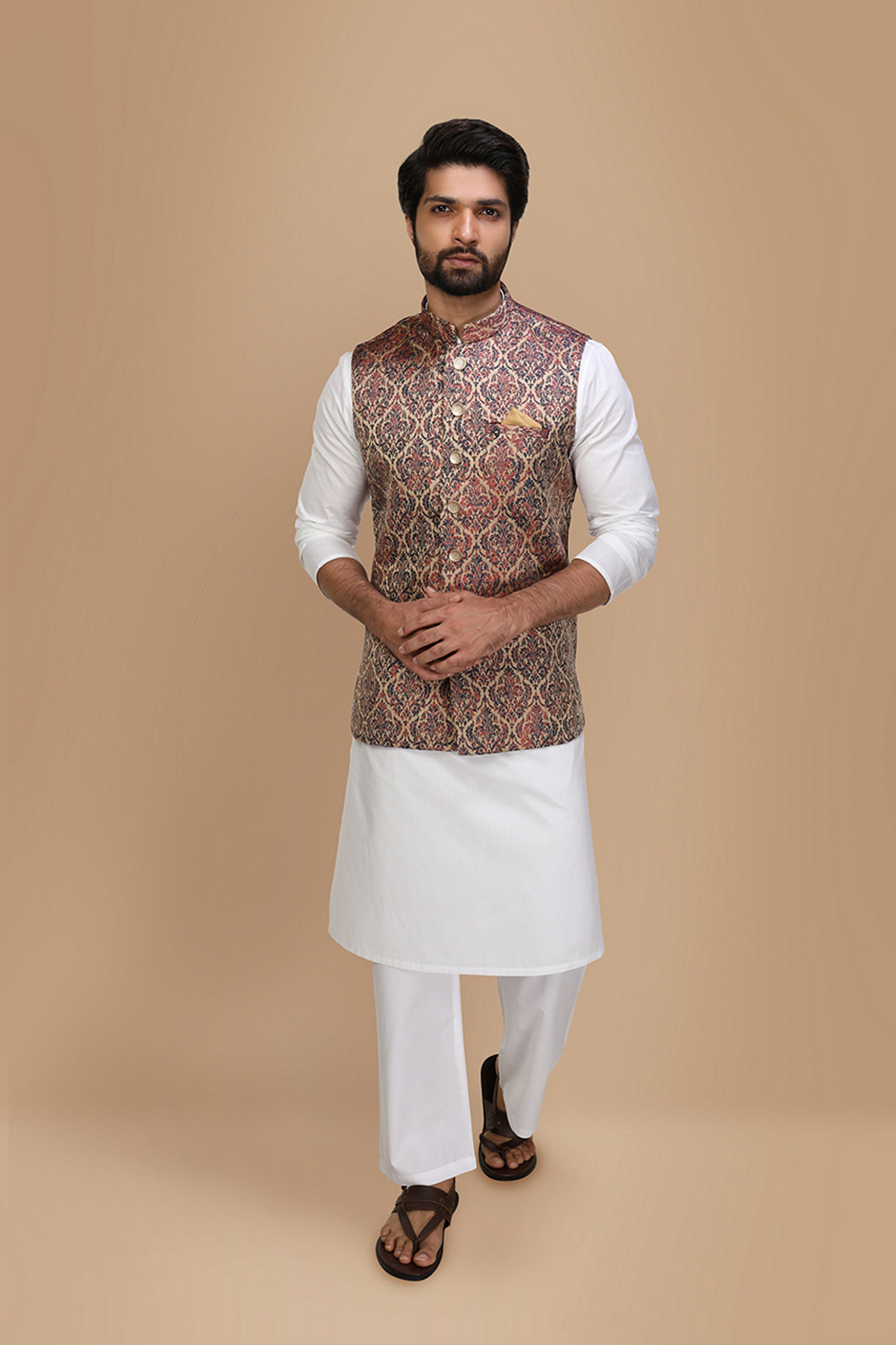 Manyavar Men Majestic Maroon Party Wear Jacket