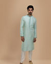 Manyavar Men Sky Blue Jacquard Kurta Set image number 1