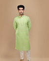 Manyavar Men Light Green Solid Kurta Set