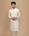 alt message - Manyavar Men Elegant Cream Kurta Set image number 1