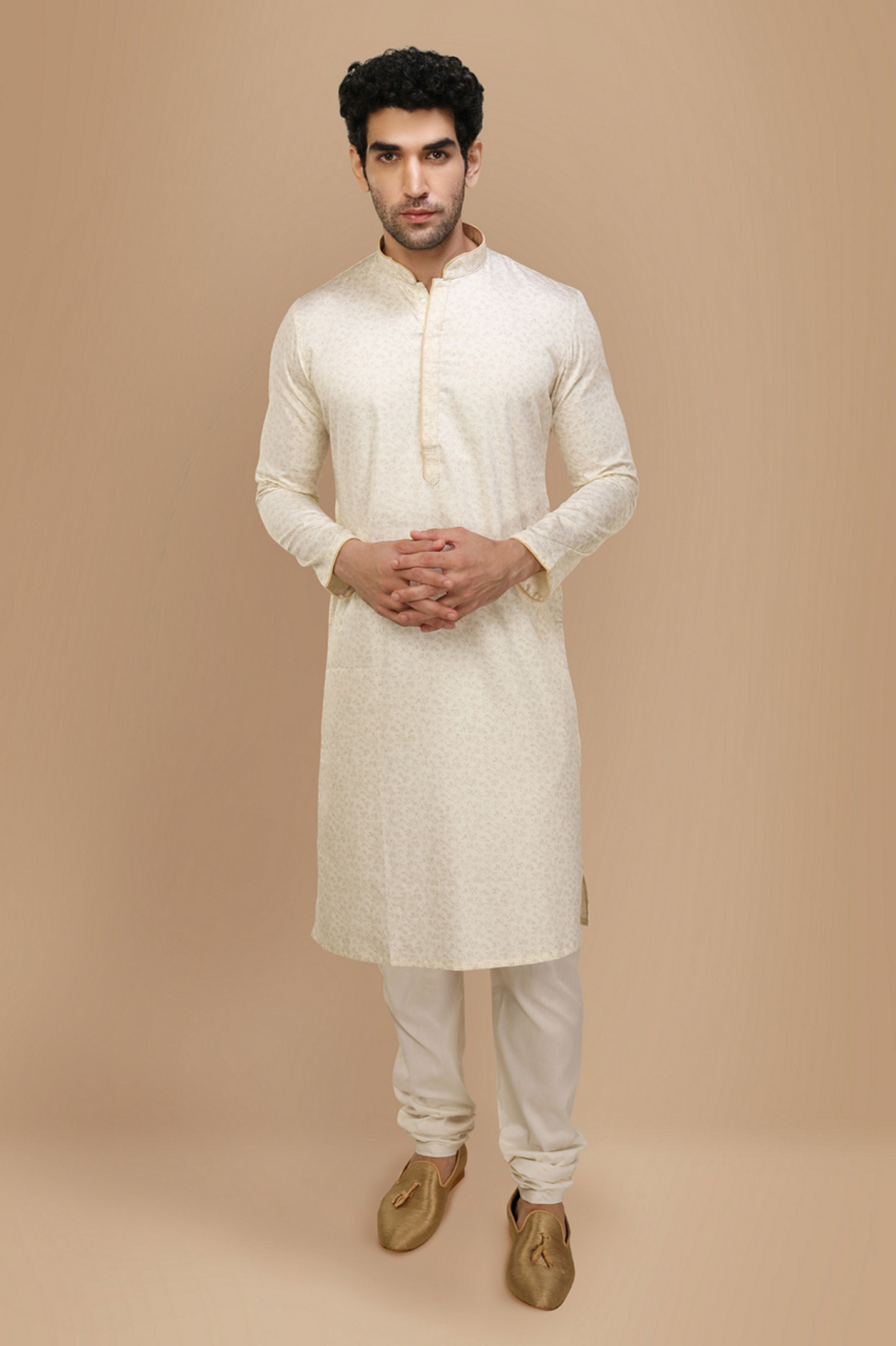 Manyavar Men Elegant Cream Kurta Set