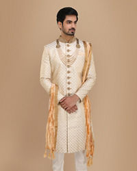 Manyavar Men Coveted Cream Traditional Sherwani