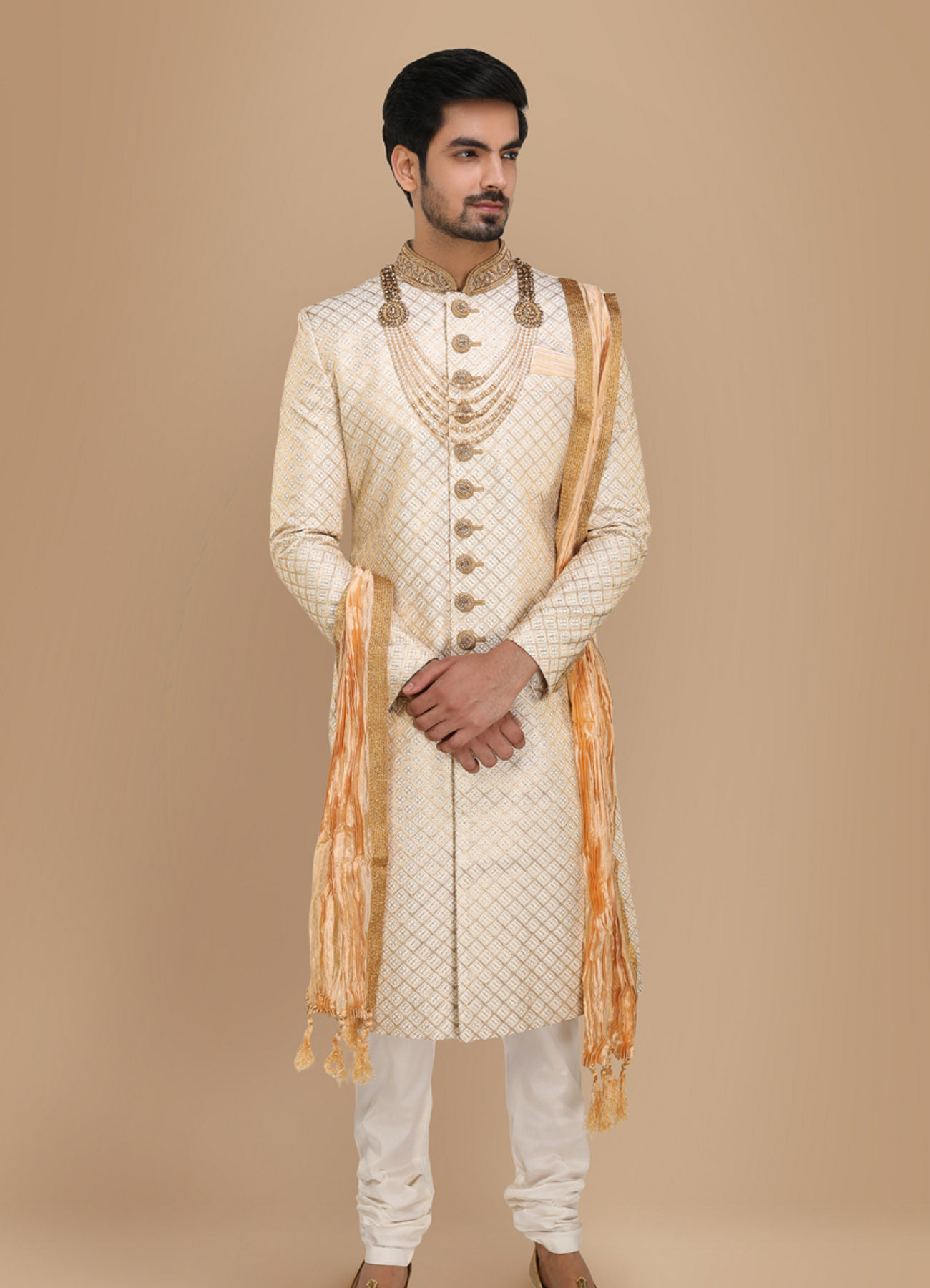 Manyavar Men Coveted Cream Traditional Sherwani