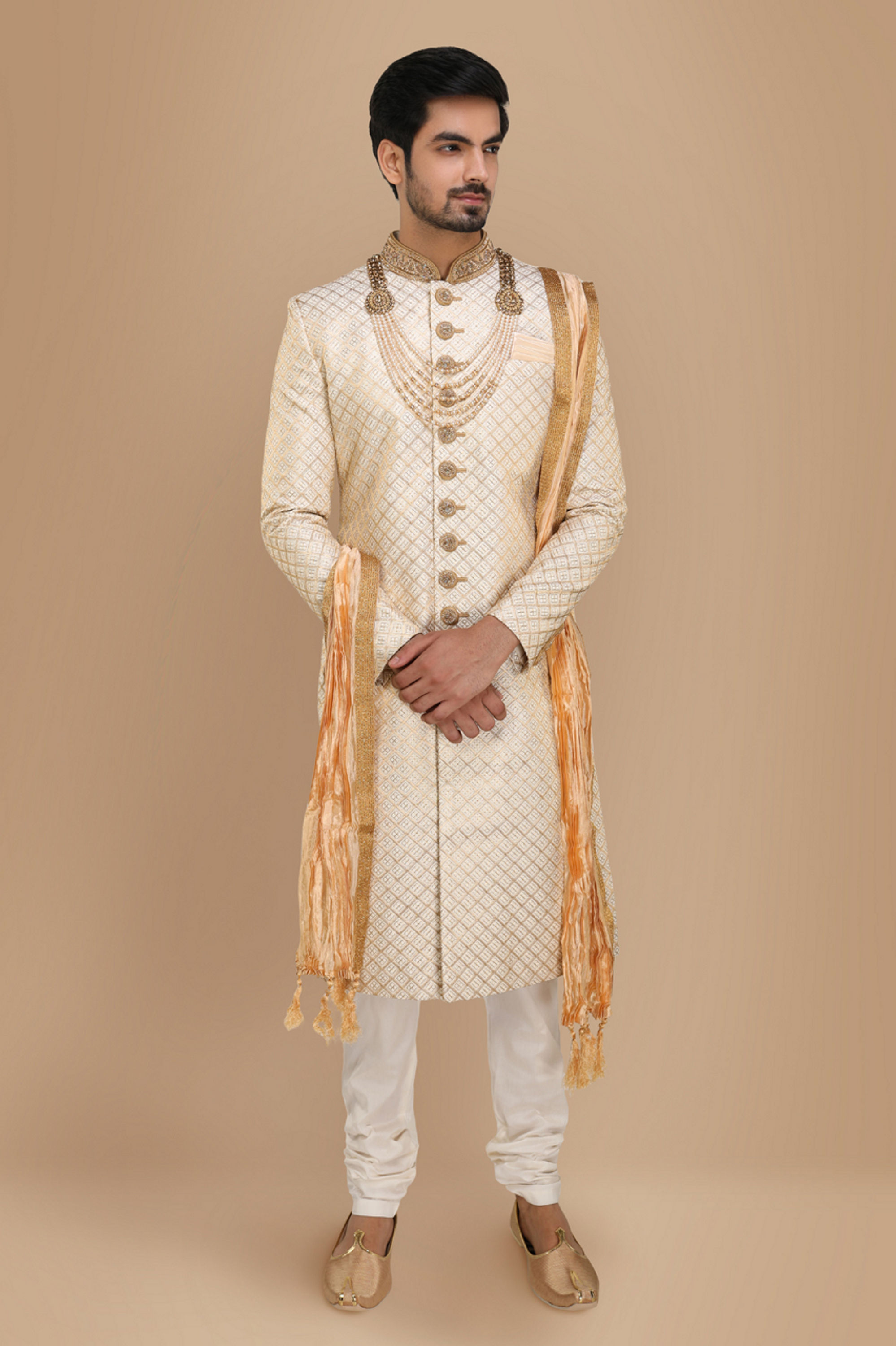 Manyavar Men Coveted Cream Traditional Sherwani