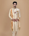 alt message - Manyavar Men Classic Light Colored Traditional Sherwani image number 2