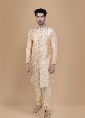 Manyavar Men Marvelous Rani Pink Wedding Sherwani image number 1