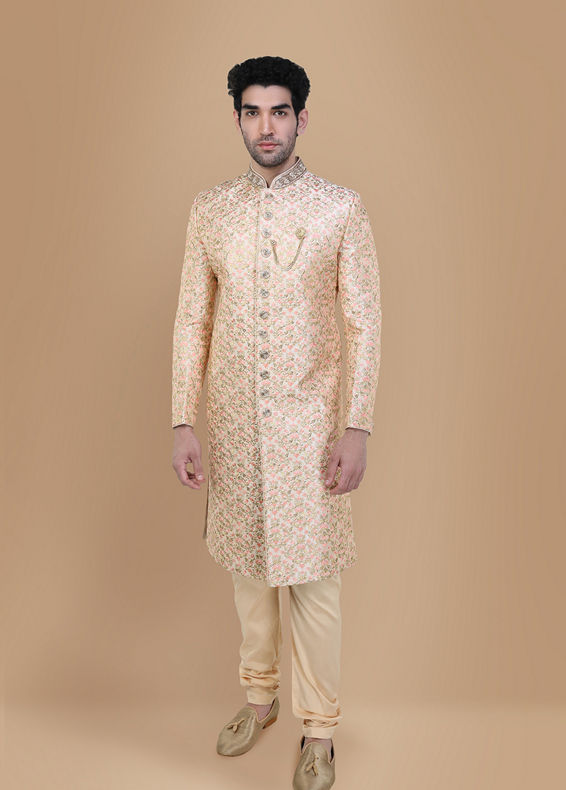 Manyavar Men Marvelous Rani Pink Wedding Sherwani