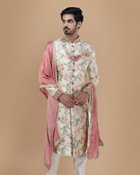 Manyavar Men Floral Designer Sherwani For Groom