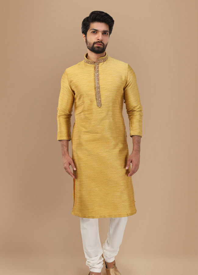Manyavar Men Vivacious Orange Kurta Set