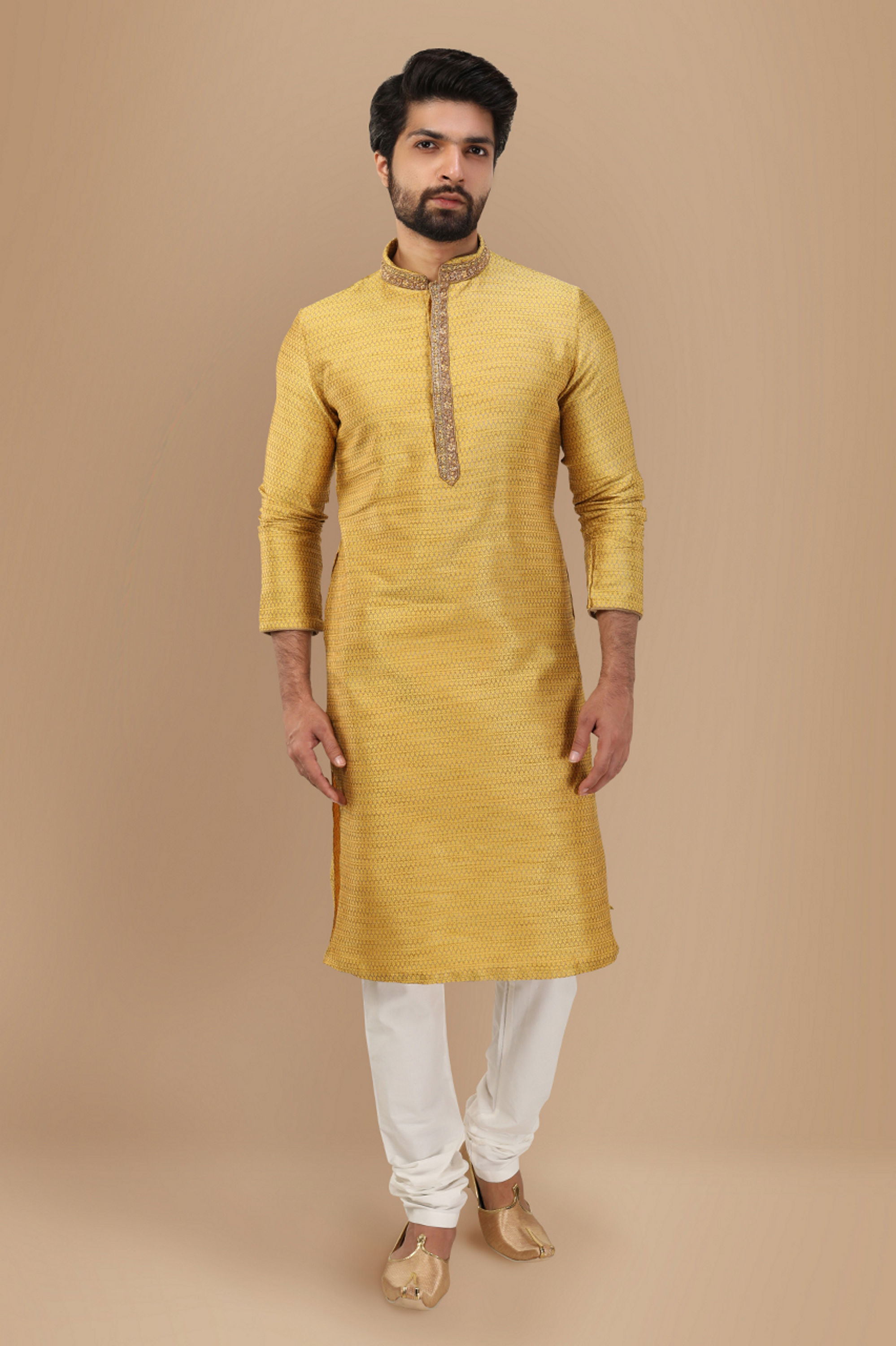 Manyavar Men Vivacious Orange Kurta Set